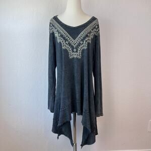 Vocal Long Sleeve Asymmetrical Rhinestone Dress size 3XL Gray Grunge